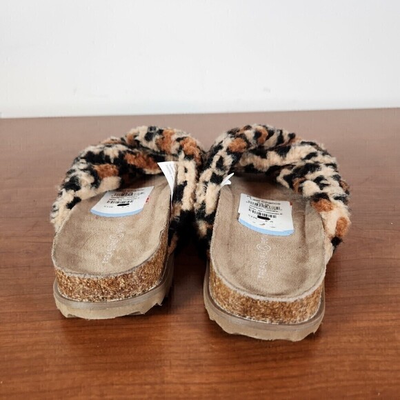 Davinia Faux Shearling Treasure & Bond Leopard Print Slip On Slide Shoes Size 6M - Picture 4 of 12
